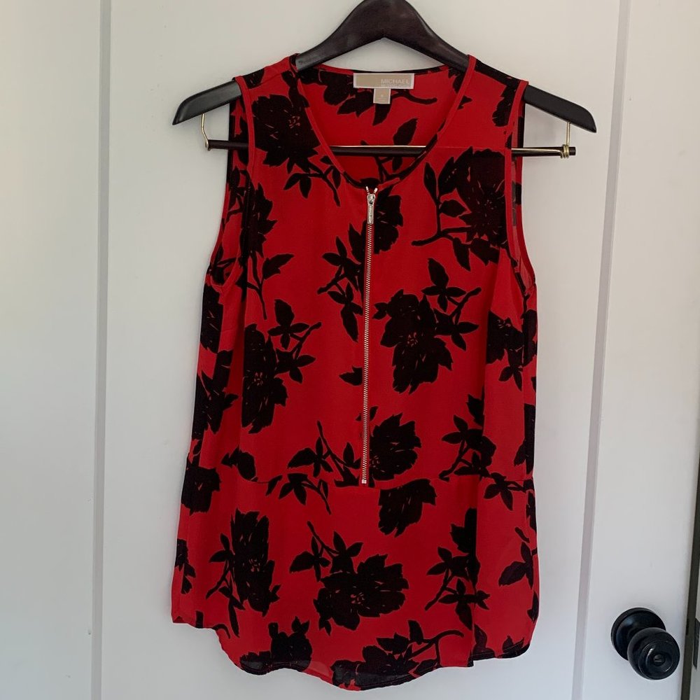 MICHAEL Michael Kors MK Womens Red & Black Blouse